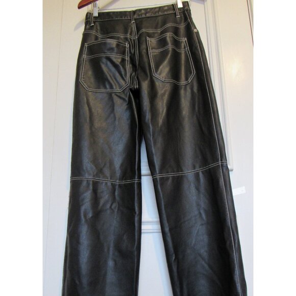 We the Free Faux Leather Pants, Black, sz. 4 , waist 26in, closure buttons: - Picture 4 of 8